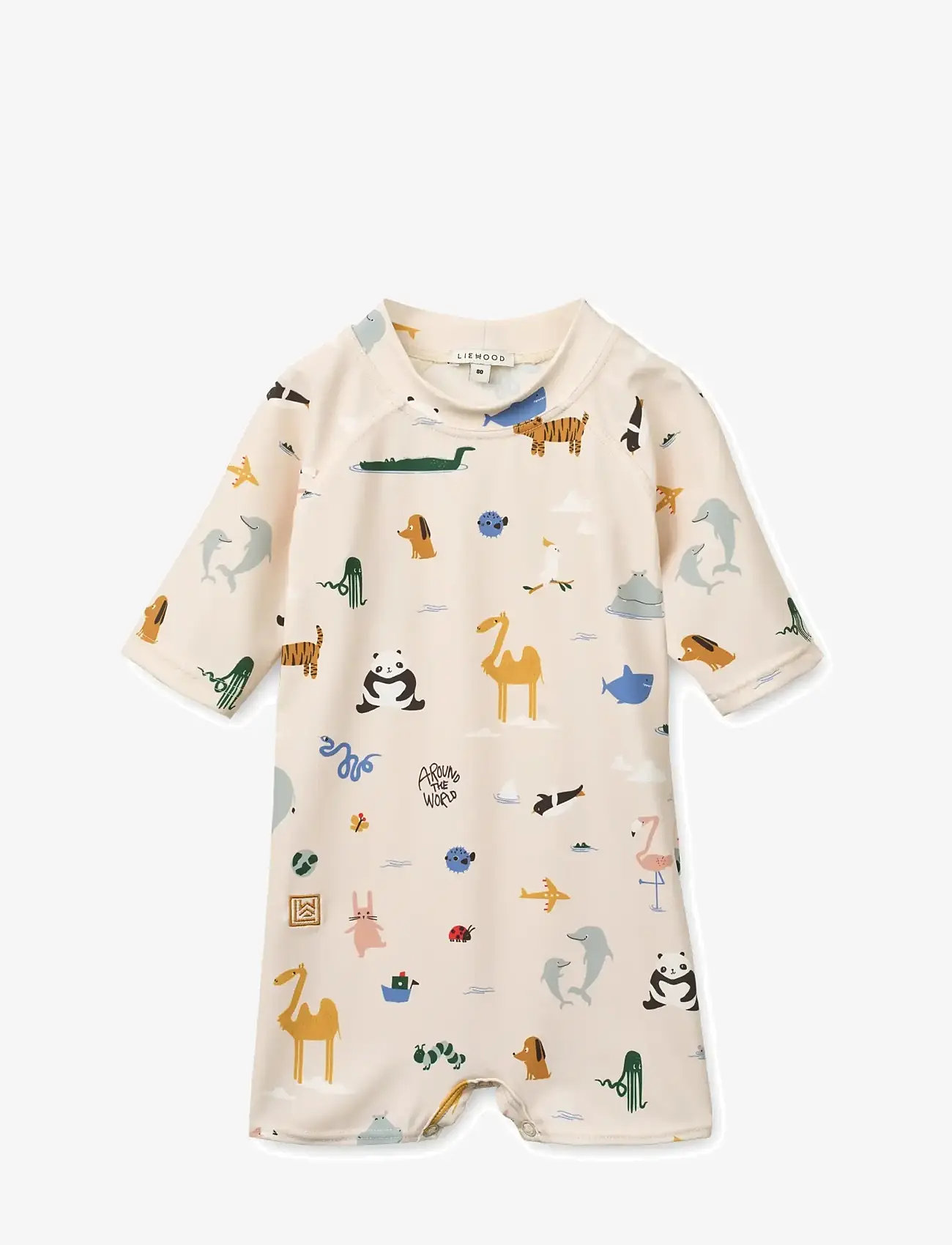 Liewood Thor Baby Swim Jumpsuit - Drabužiai - AROUND THE WORLD / SANDY / cream