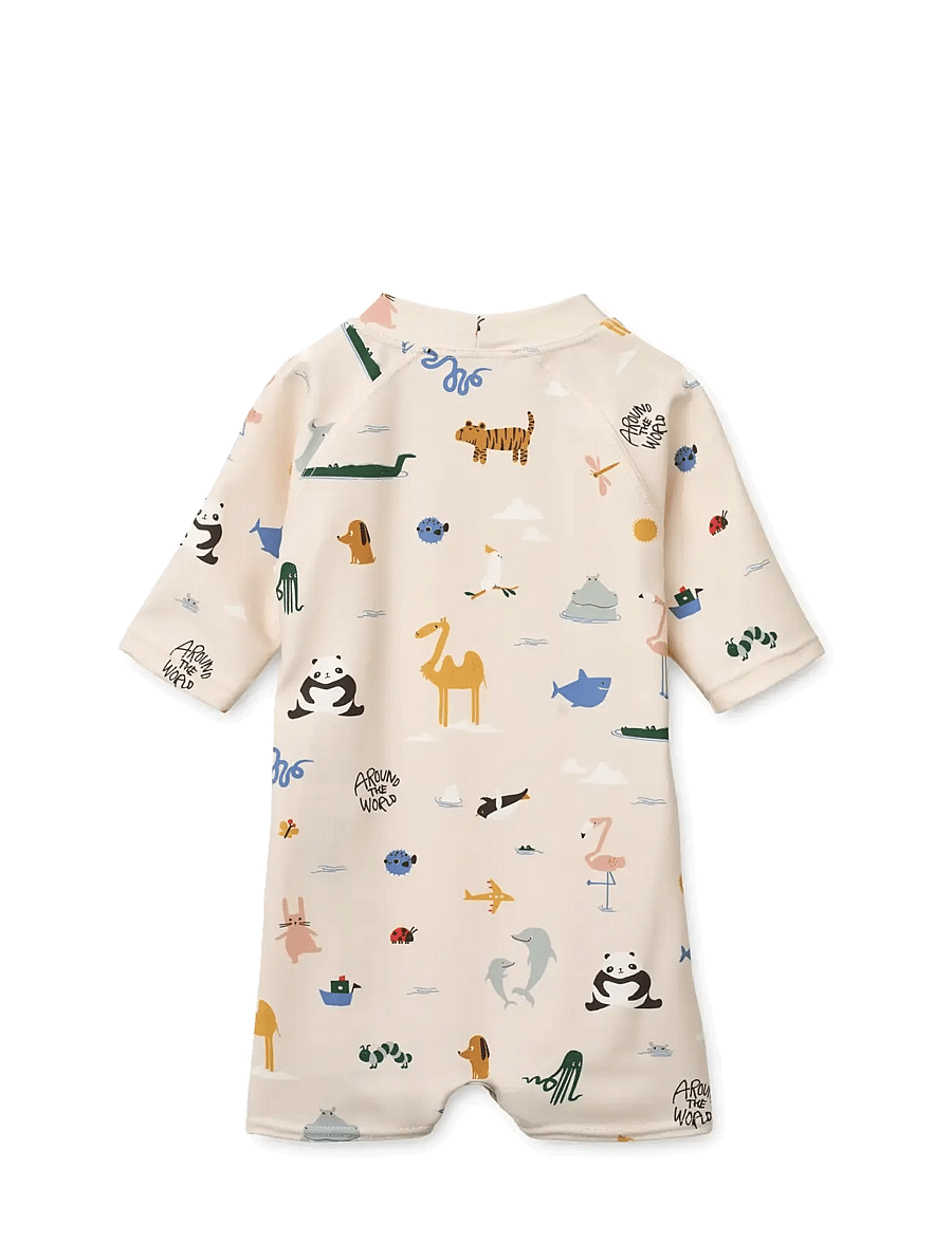 Liewood - Thor Baby Swim Jumpsuit - uv-tøj - around the world / sandy - 2