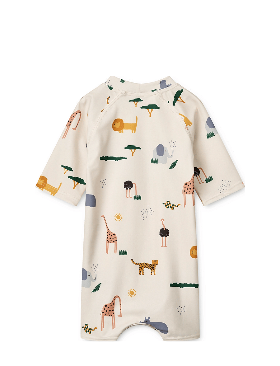 Liewood - Thor Baby Swim Jumpsuit - uv-vaatteet - safari sandy mix - 1