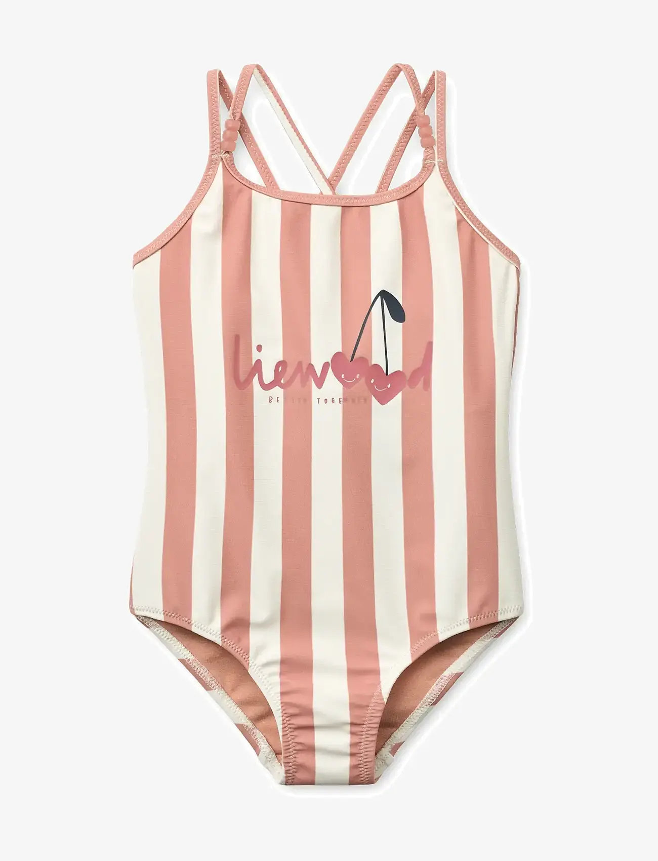 Liewood - Suna Stripe Swimsuit - swimsuits - coral blush / creme de la creme stripe - 0