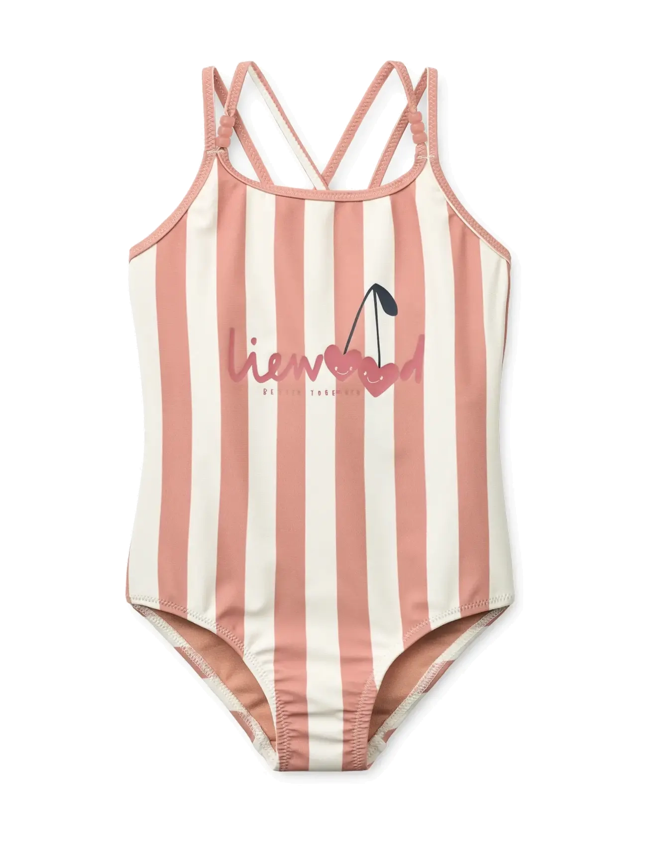 Liewood Suna Stripe Swimsuit - Kids 98-134 - CORAL BLUSH / CREME DE LA CREME STRIPE / pink/rose