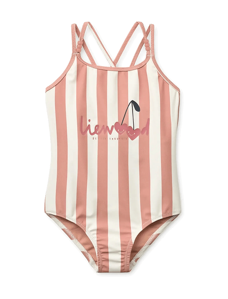 Liewood - Suna Stripe Swimsuit - uv-tøj - coral blush / creme de la creme stripe - 0