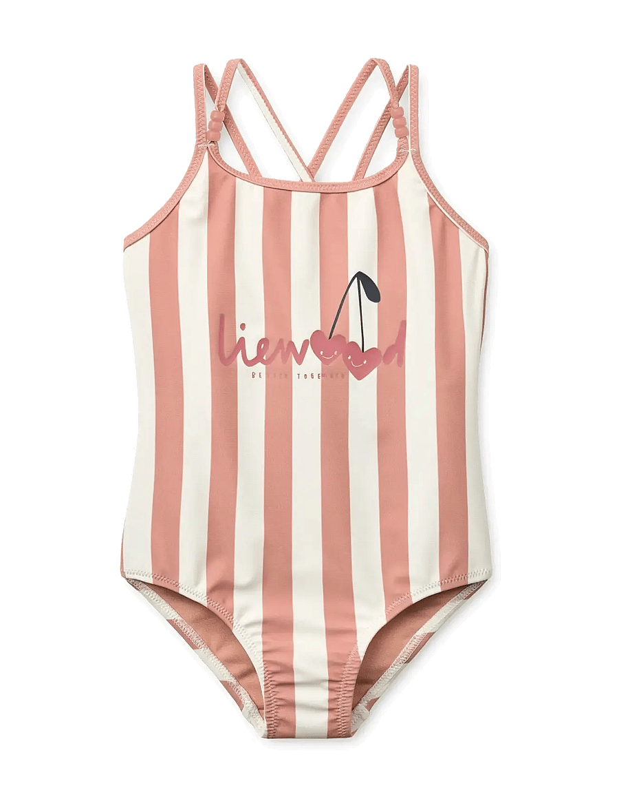 Liewood - Suna Stripe Swimsuit - badekleidung - coral blush / creme de la creme stripe - 0