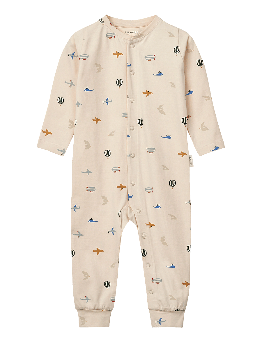 Liewood - Birk Printed Pyjamas Jumpsuit - sovoveraller - aviator / ecru - 0