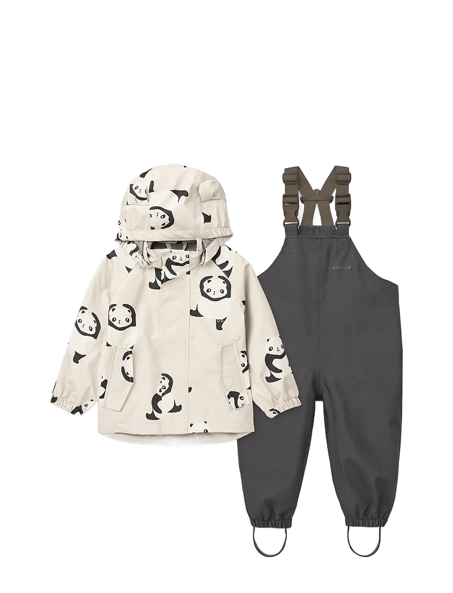 Liewood - Manu Rainwear Set - regensets - panda / sandy - 1
