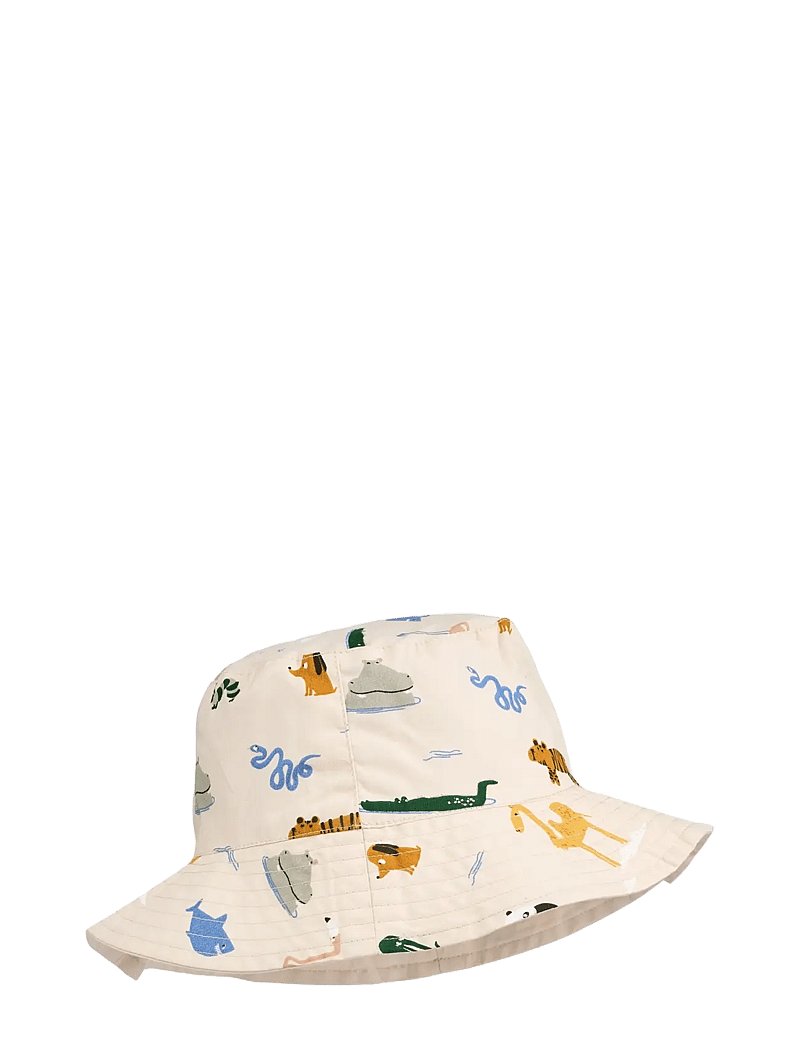 Liewood - Damon Reversible Bucket Hat - vintertilbehør - around the world / sandy - 0
