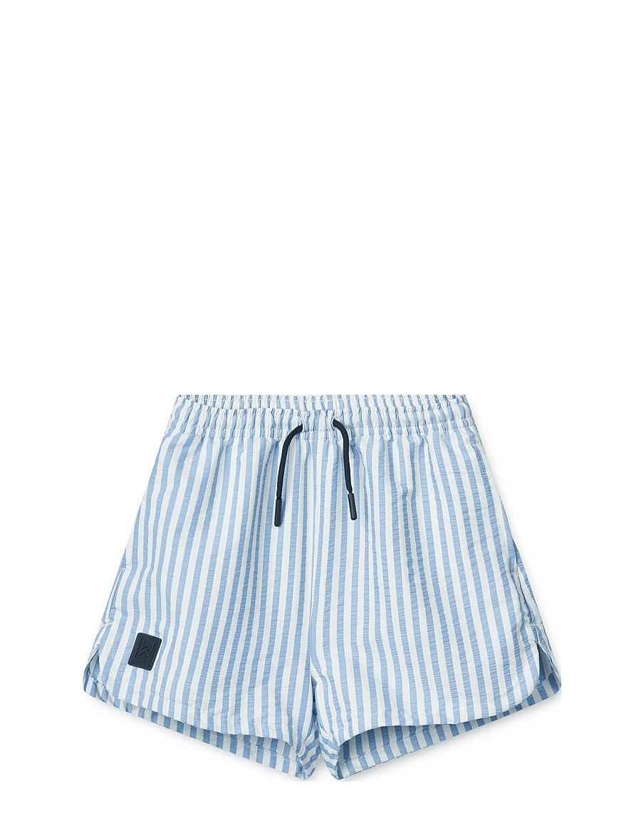 Liewood - Aiden Seersucker Board Shorts - badehosen - y/d stripe riverside / creme de la creme - 0
