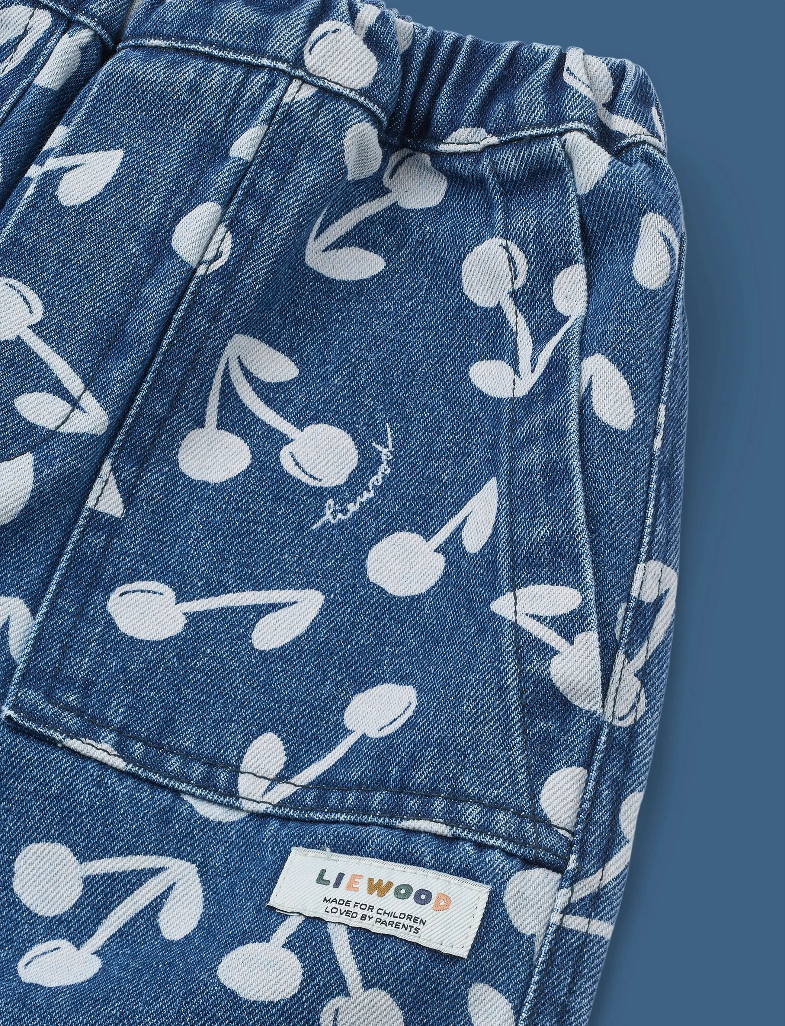 Liewood - Cesar Printed Denim Pants - cherry blossom / medium blue denim - 2