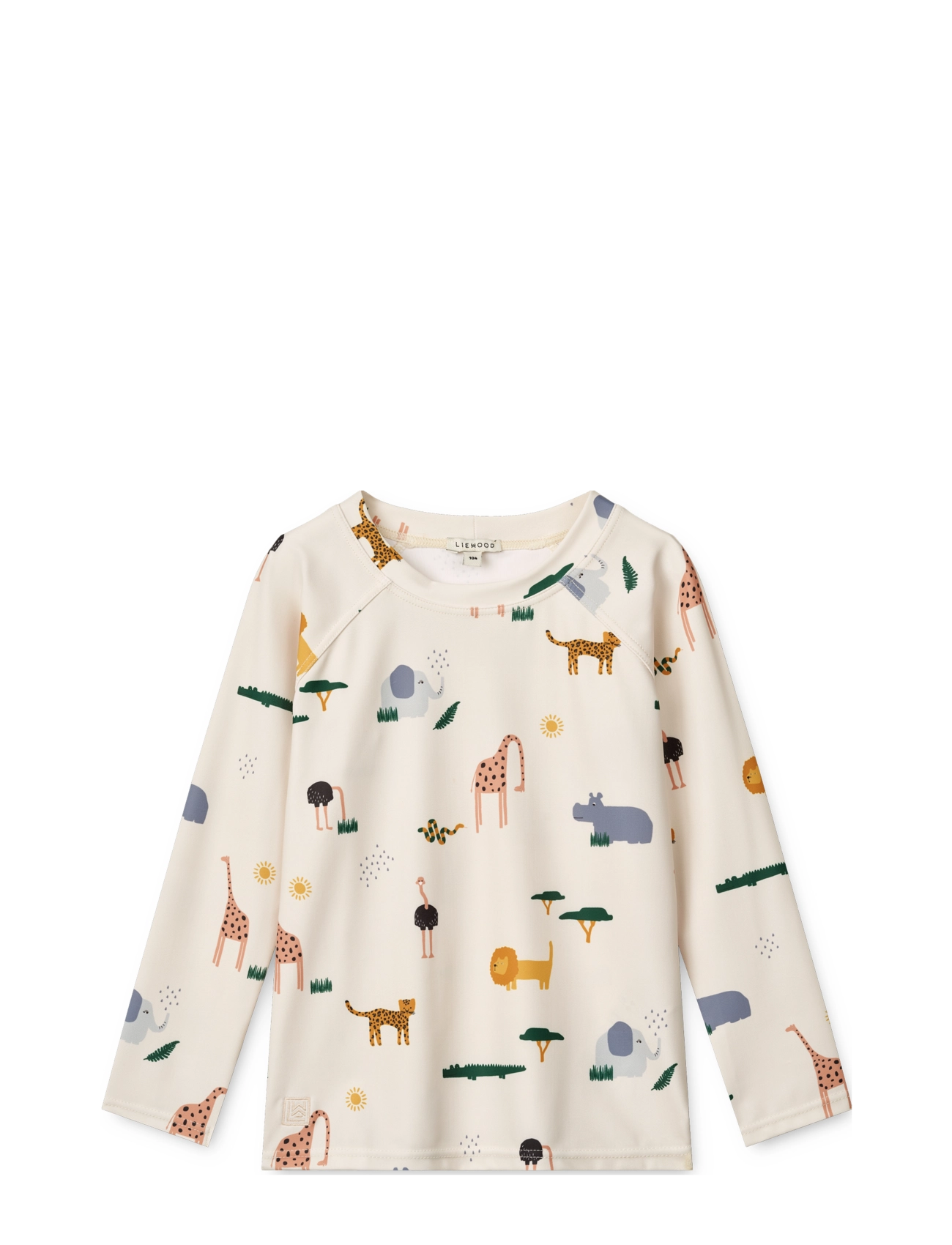 Liewood Noah Printed Longsleeve Swim Tee, Børn, Printet Langærmet Svømme T-shirt, Beige, Str: 68
