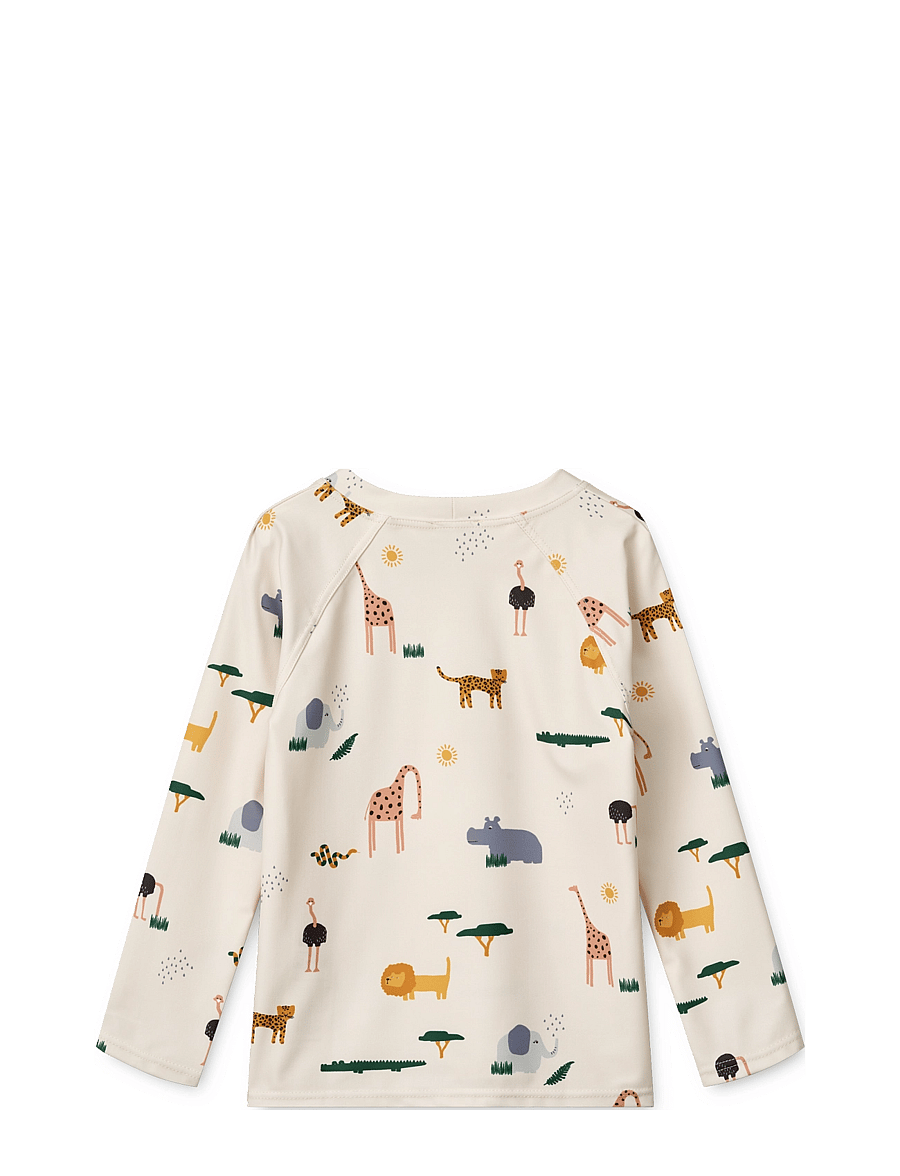 Liewood - Noah Printed Longsleeve Swim Tee - uimatopit - safari sandy mix - 1