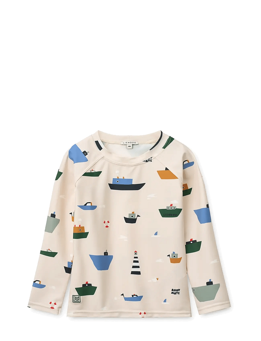Liewood - Noah Printed Longsleeve Swim Tee - swim tops - sailing / sandy - 0