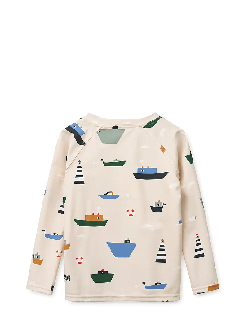 Liewood - Noah Printed Longsleeve Swim Tee - badeoverdele - sailing / sandy - 1