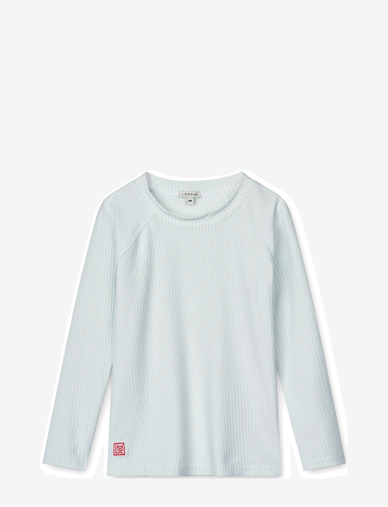 Liewood - Noah Seersucker Longsleeve Swim Tee - ujumisriiete ülaosad - y/d stripe pure sky / creme de la creme - 0