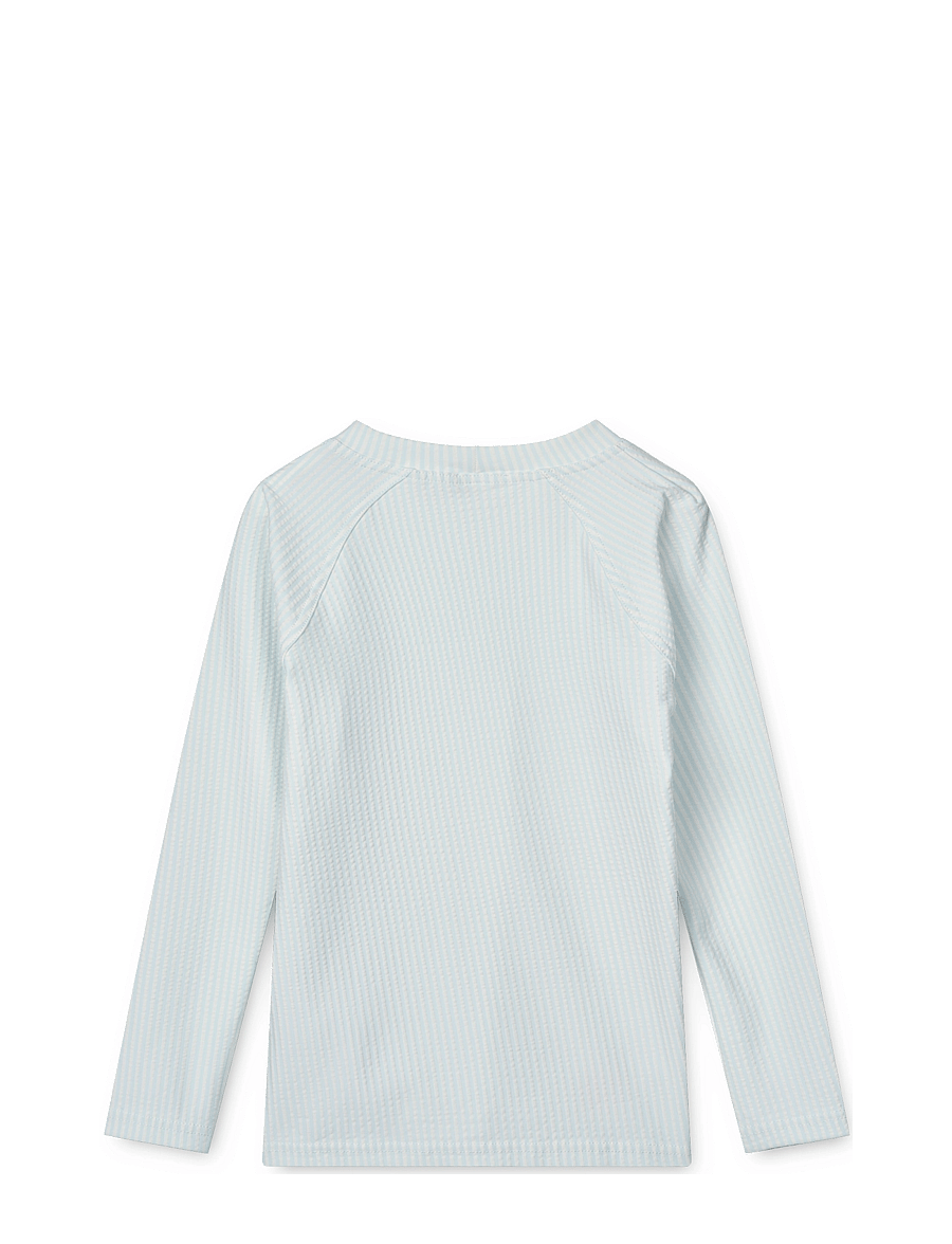 Liewood - Noah Seersucker Longsleeve Swim Tee - badtoppar - y/d stripe pure sky / creme de la creme - 1