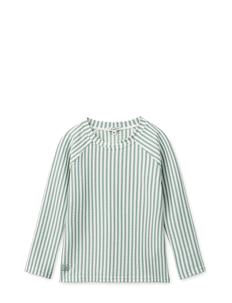 Liewood - Noah Seersucker Longsleeve Swim Tee - badeoverdele - peppermint / sandy - 0