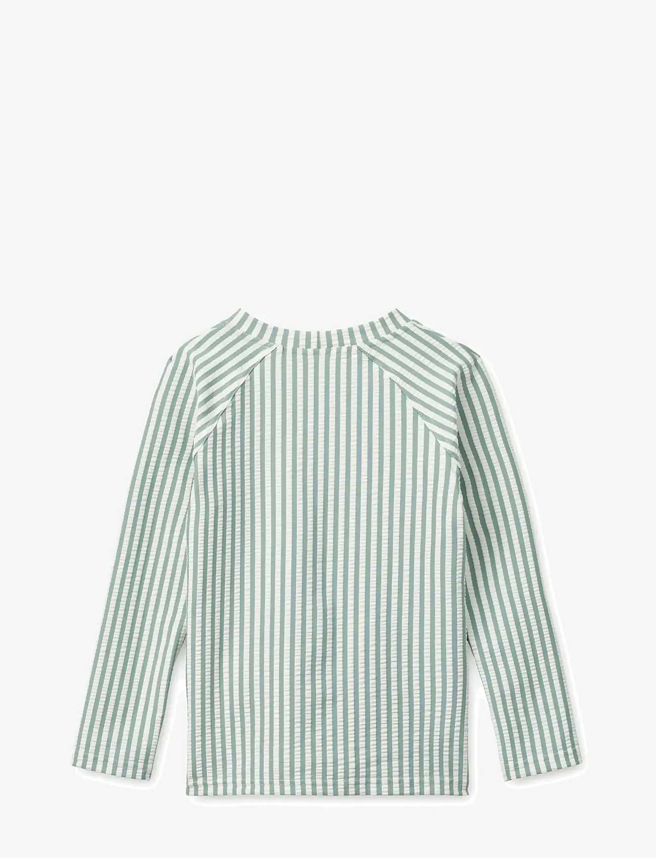 Liewood - Noah Seersucker Longsleeve Swim Tee - badeoverdele - peppermint / sandy - 1