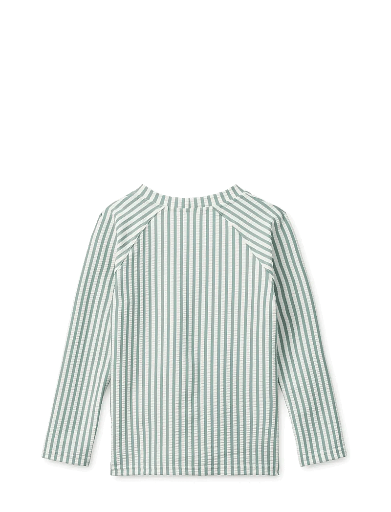 Liewood - Noah Seersucker Longsleeve Swim Tee - badeoverdele - peppermint / sandy - 1