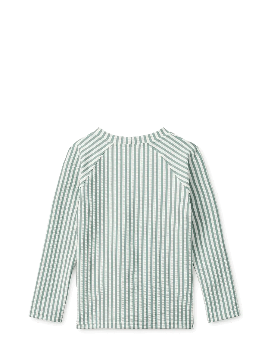 Liewood - Noah Seersucker Longsleeve Swim Tee - badeoverdele - peppermint / sandy - 1