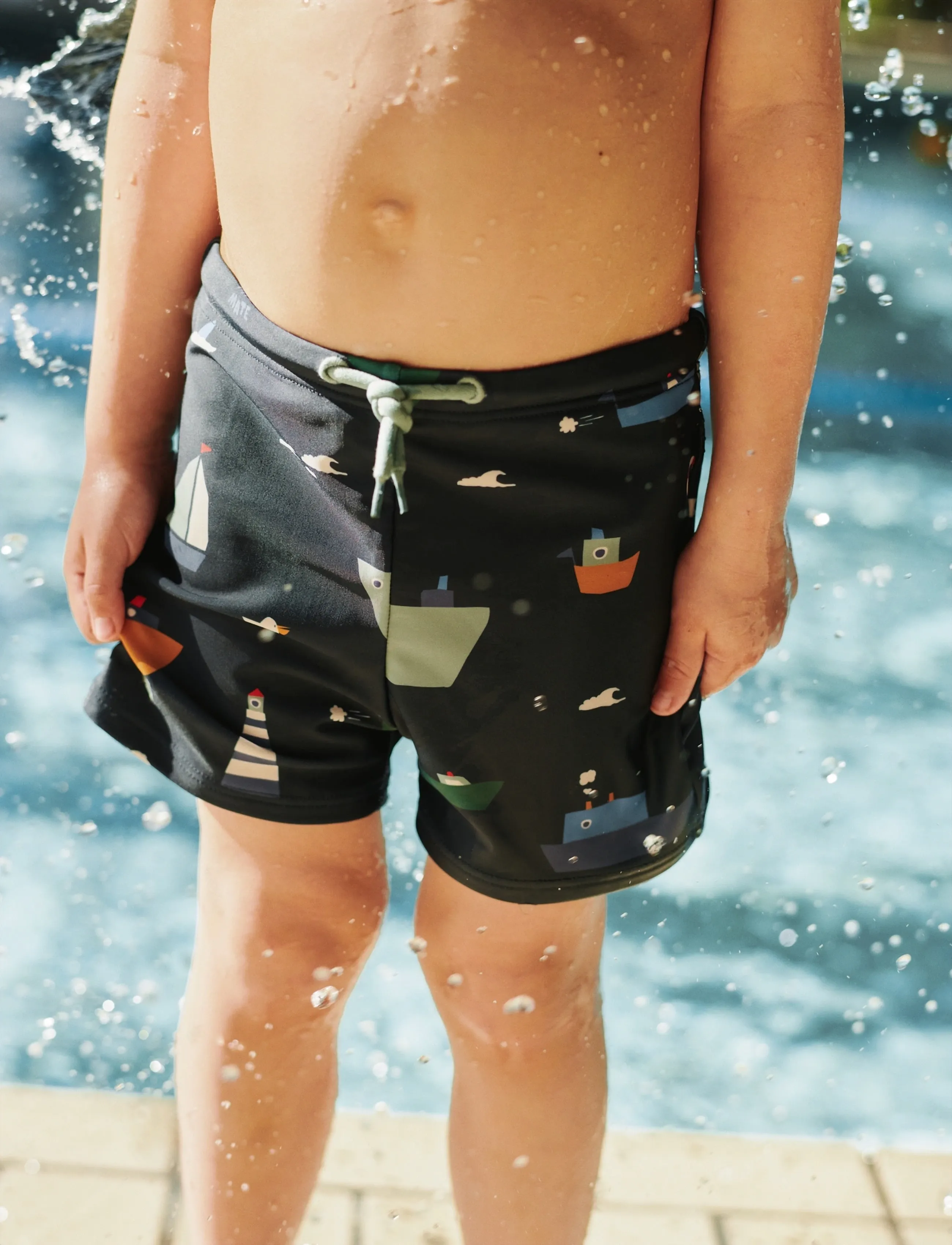 Liewood Otto Printed Swim Pants, Børn, Printede Badeshorts, Navy, Str: 128