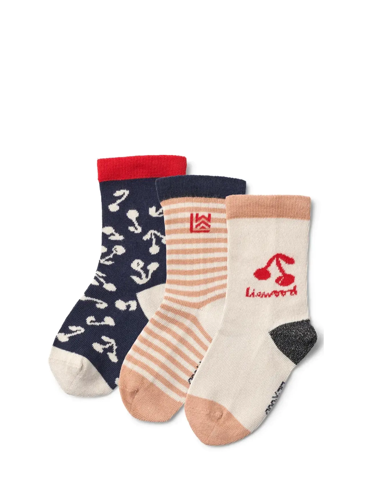Liewood Silas Socks 3-Pack - Kleidung - CHERRY BLOSSOM / CLASSIC NAVY / multi