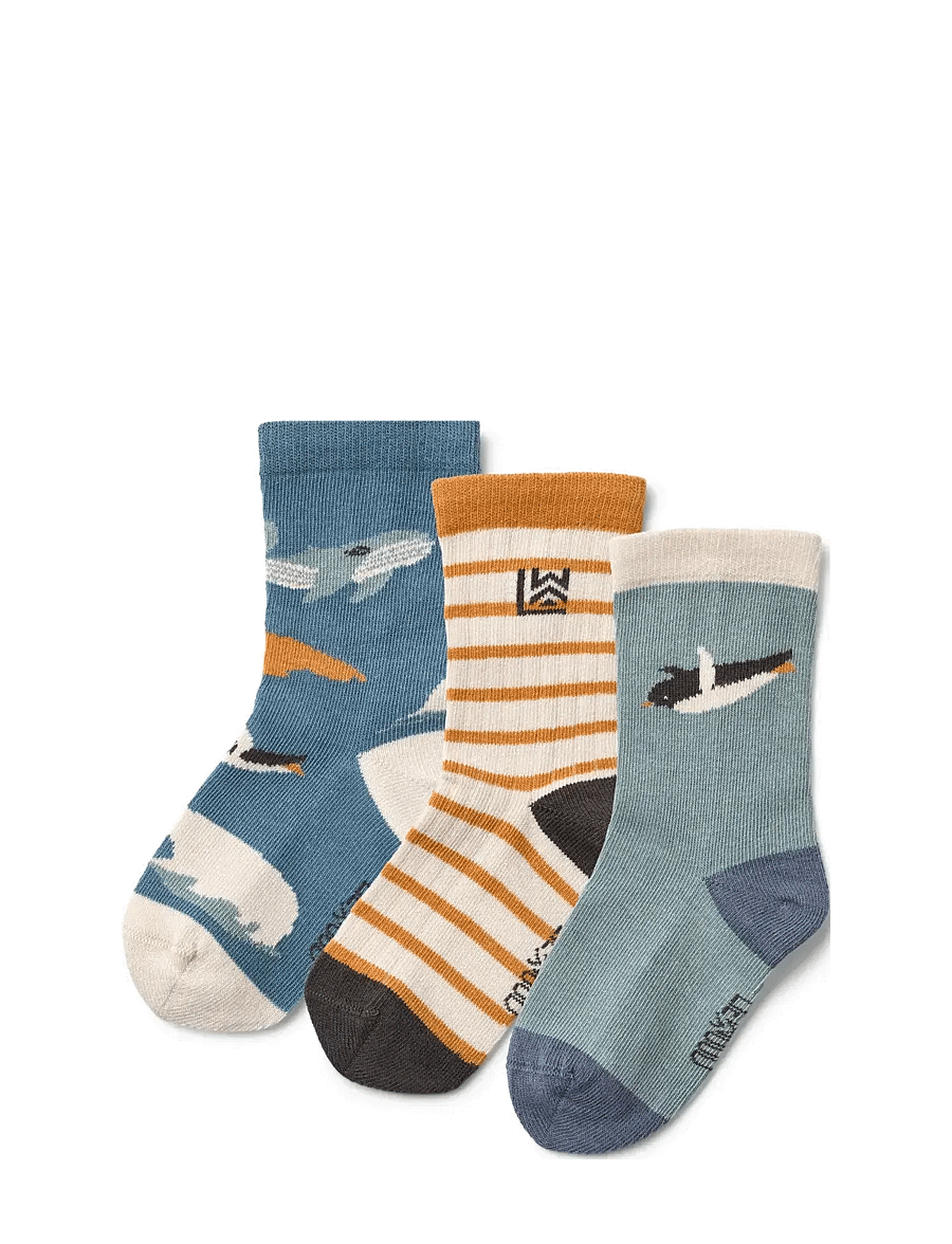 Liewood - Silas Socks 3-Pack - strømper - arctic sea / ocean view - 0