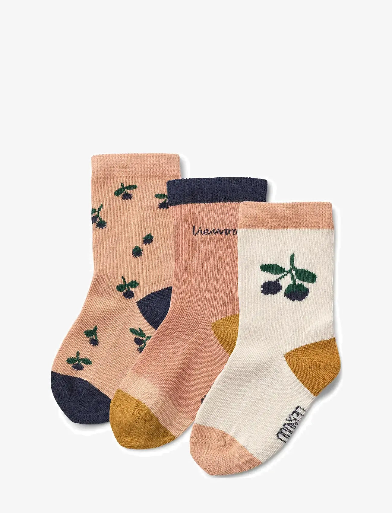 Liewood - Silas Socks 3-Pack - efterårstøj - berry / pale tuscany - 0