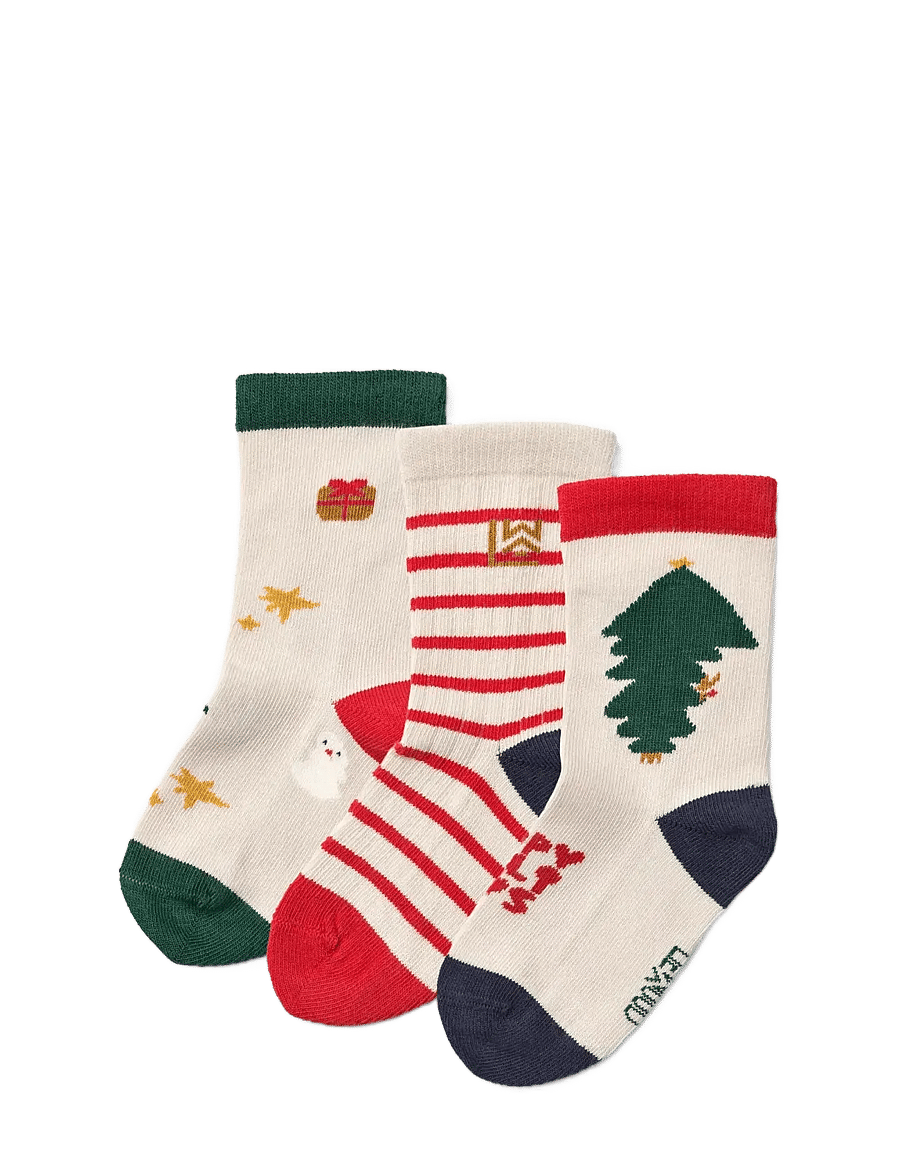Liewood - Silas Socks 3-Pack - strømper - holiday / sandy - 0