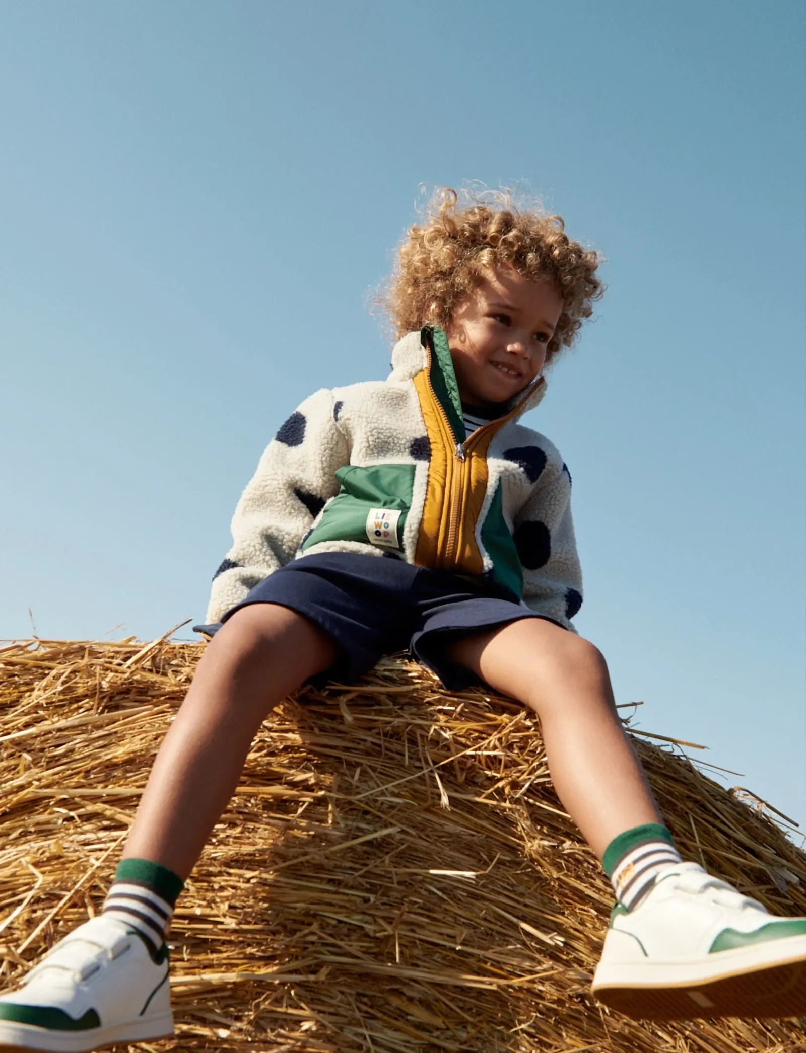 Liewood Noam Pile Jacket - Overtøj - SPOT DOTS / MIST / cream