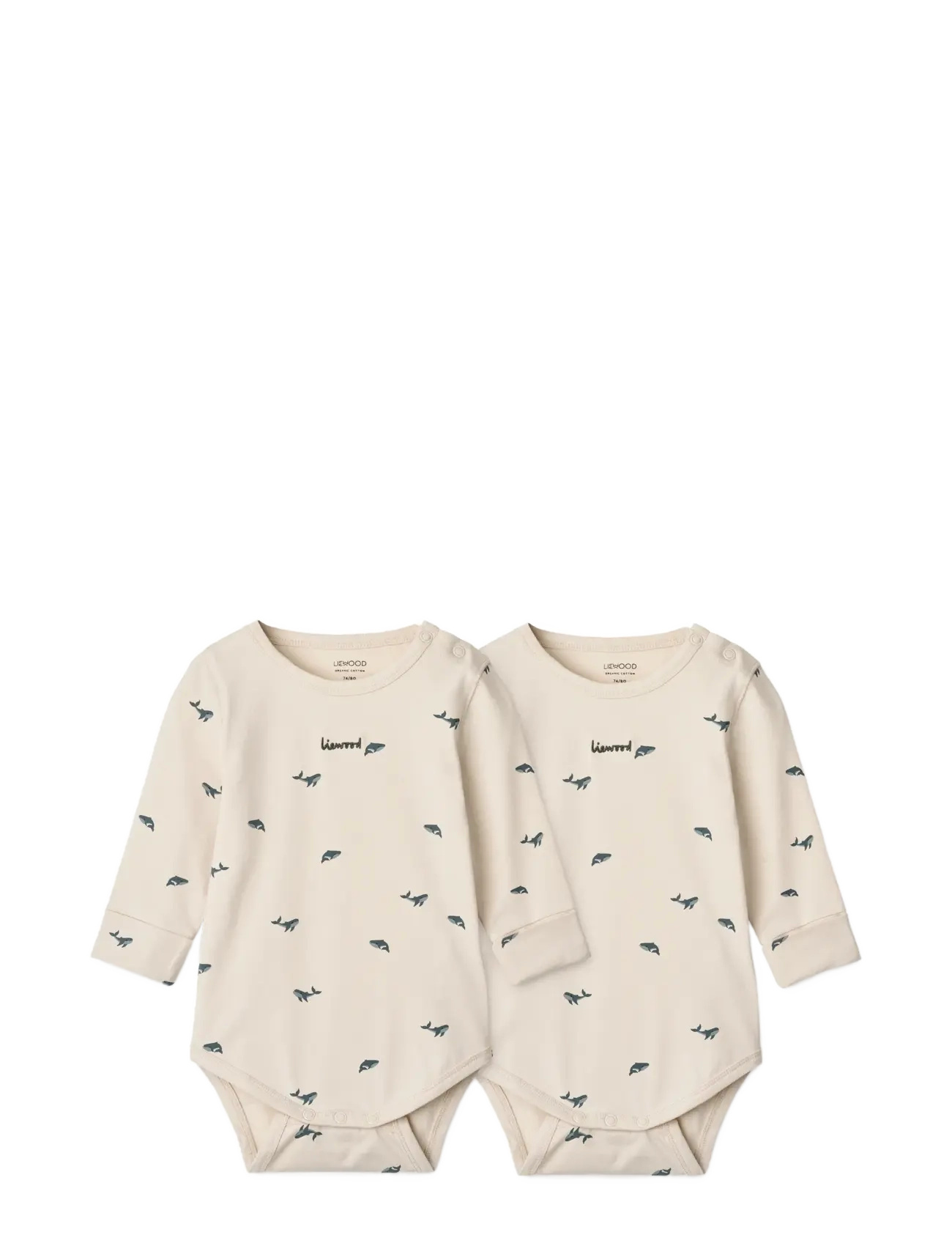 Liewood Yanni Grow Printed LS Bodystocking 2-Pack - Liewood - MINI WHALE / SANDY / cream