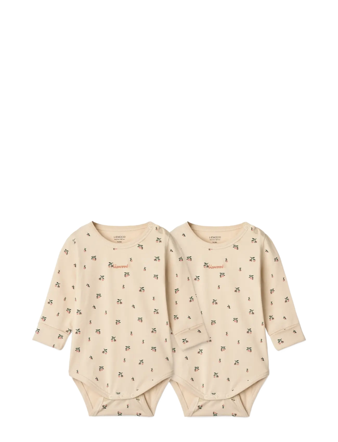 Liewood Yanni Grow Printed LS Bodystocking 2-Pack - Pikkade varrukatega - PEACH MINI / SEA SHELL / beige