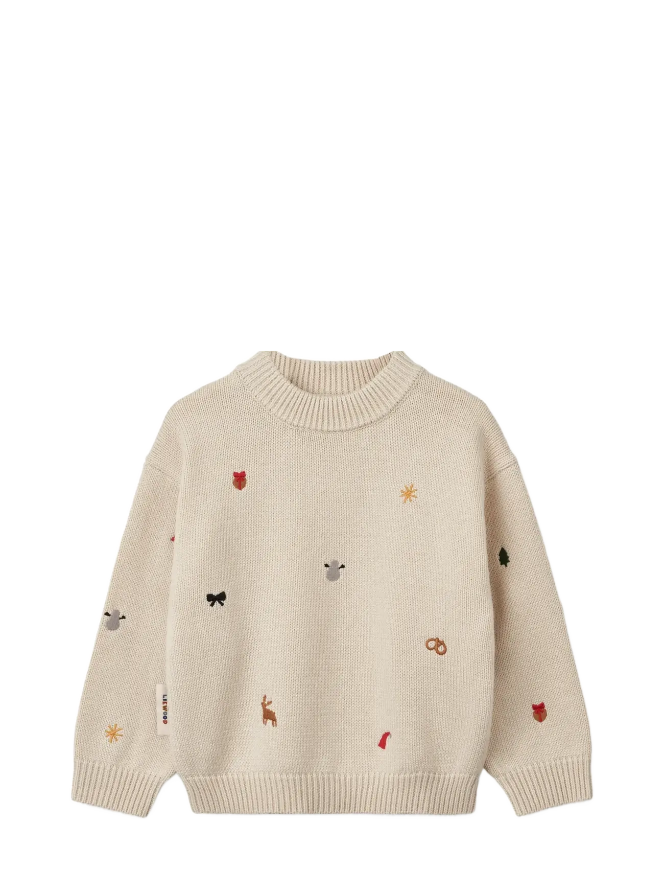 Liewood Orlane Embroidery Knit Jumper, 122/128, Beige, Strik > Pullovere, Børn