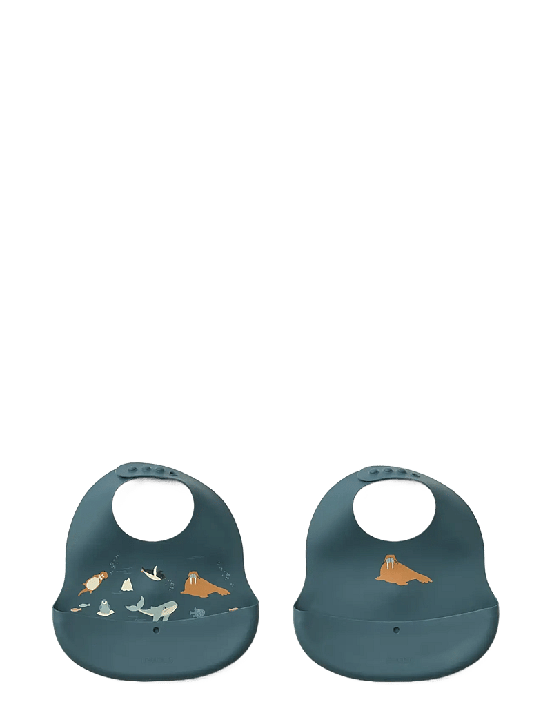 Liewood - Ember Printed Bib 2-pack - sleeveless bibs - arctic sea / ocean view - 0