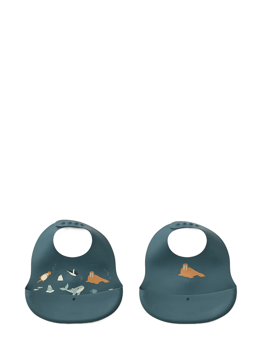 Liewood - Ember Printed Bib 2-pack - sleeveless bibs - arctic sea / ocean view - 0