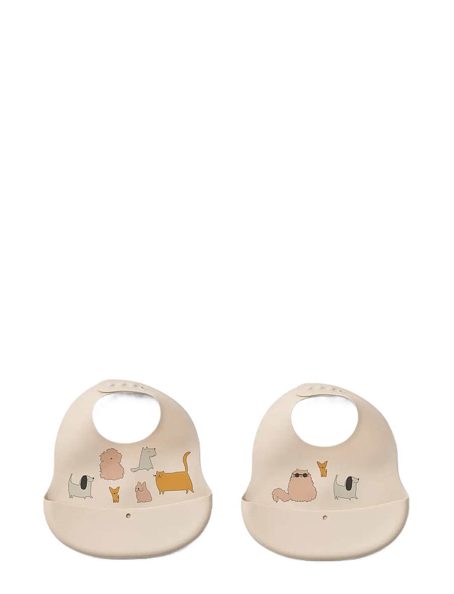 Liewood - Ember Printed Bib 2-pack - Ärmlösa haklappar - cats and dogs / sandy - 0