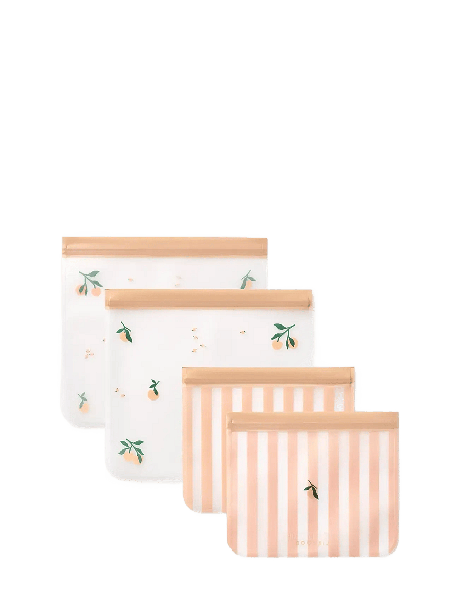 Liewood - Rebus Reusable Food Bags 4-Pack - matpåsar - peach / sea shell - 0