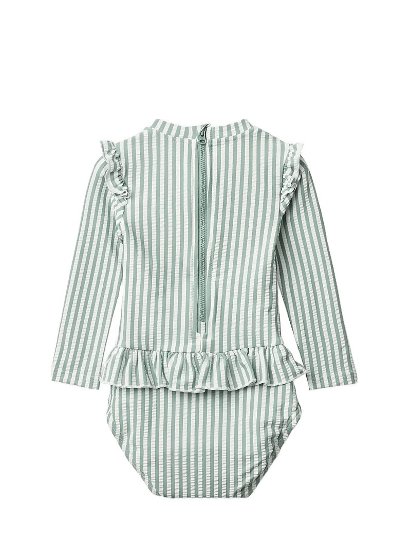 Liewood - Sille Baby Seersucker Swimsuit - vêtements uv - y/d stripe peppermint / creme de la creme - 1