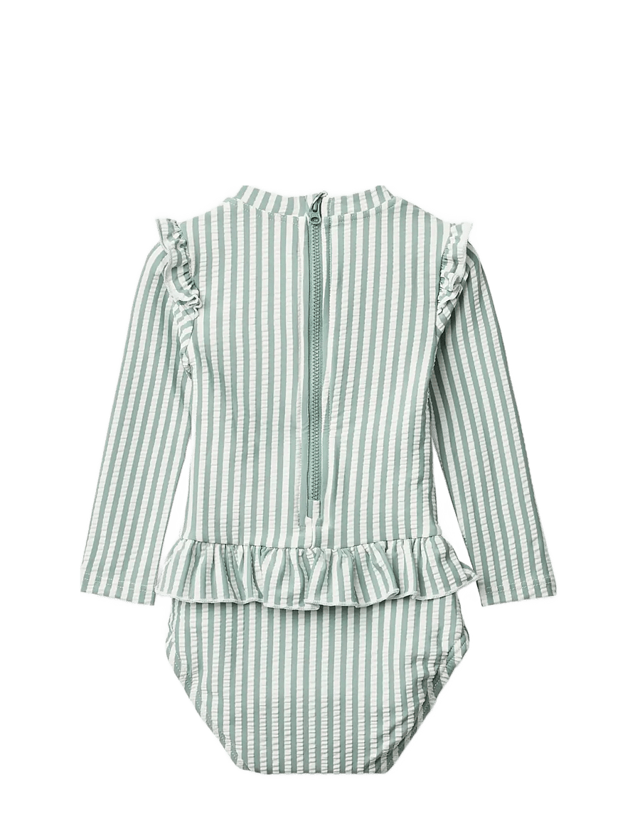 Liewood - Sille Baby Seersucker Swimsuit - uv-kleding - y/d stripe peppermint / creme de la creme - 1