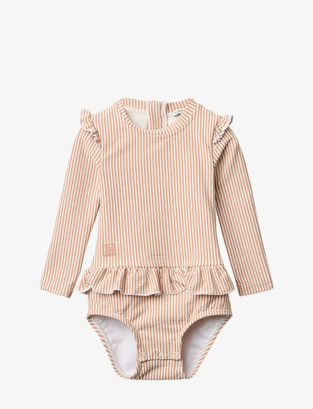 Liewood - Sille Baby Seersucker Swimsuit - swimsuits - y/d stripe pale tuscany / creme de la creme - 1