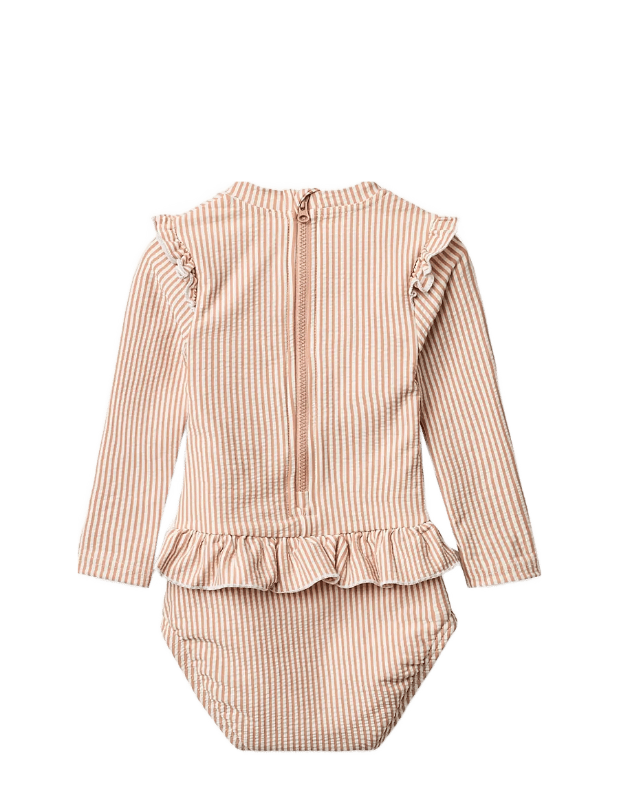 Liewood - Sille Baby Seersucker Swimsuit - badekleidung - y/d stripe pale tuscany / creme de la creme - 2