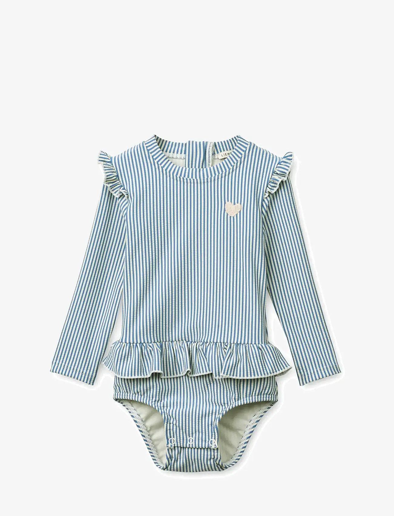 Liewood - Sille Baby Seersucker Swimsuit - uv-tøj - riverside / creme de la creme - 0