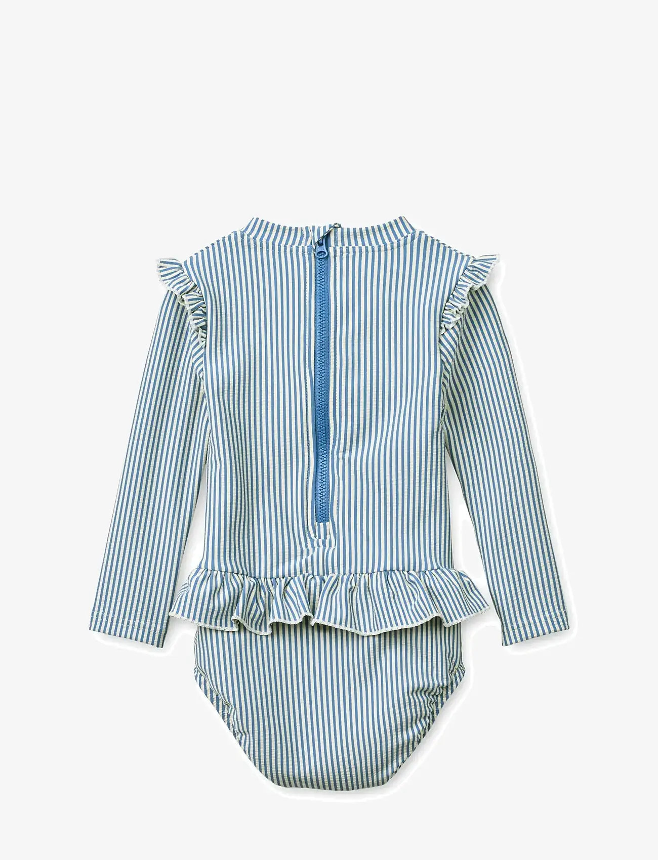 Liewood - Sille Baby Seersucker Swimsuit - uv-tøj - riverside / creme de la creme - 1