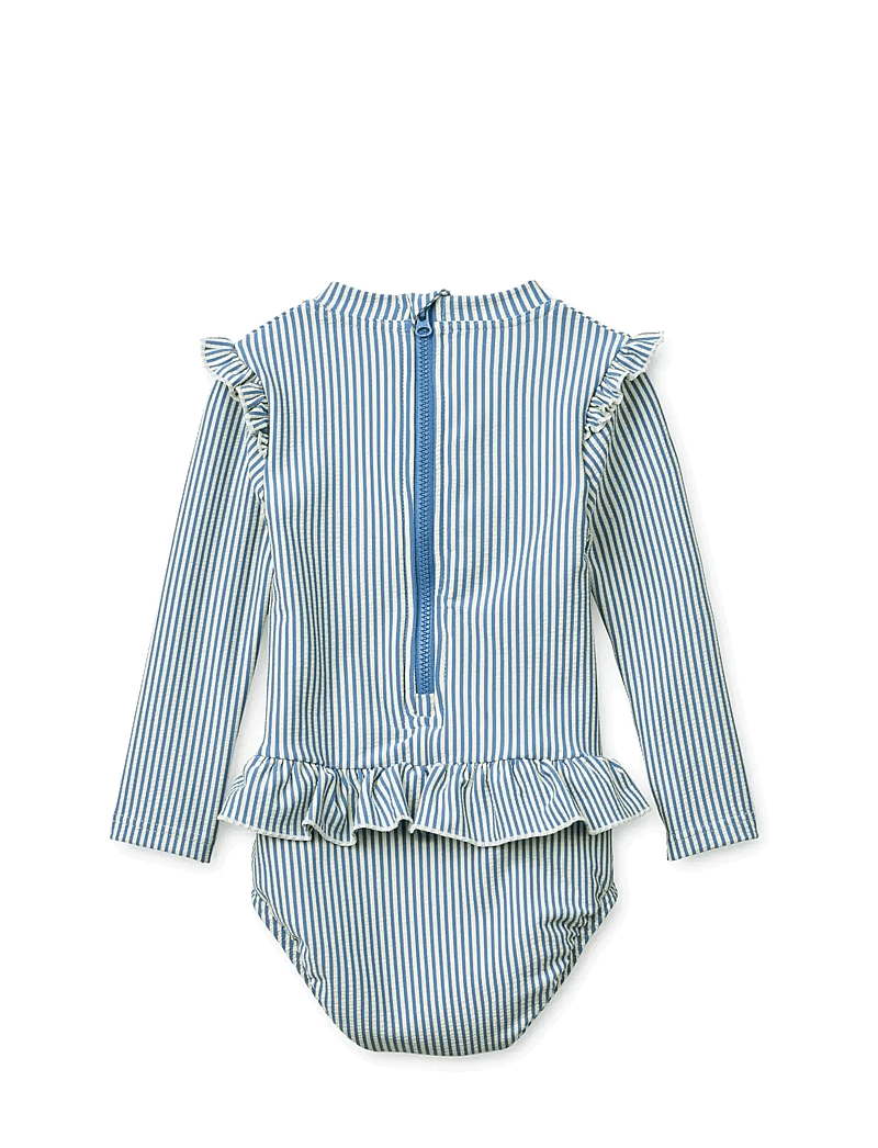 Liewood - Sille Baby Seersucker Swimsuit - uv-tøj - riverside / creme de la creme - 1