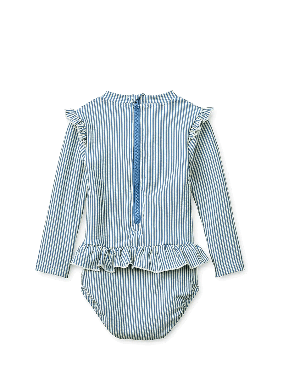 Liewood - Sille Baby Seersucker Swimsuit - vêtements uv - riverside / creme de la creme - 1