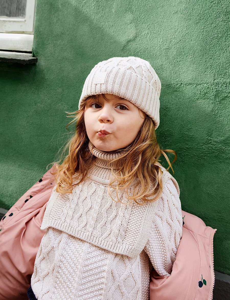 Liewood - Ezra Beanie with Cables - kootud mütsid - sandy - 0
