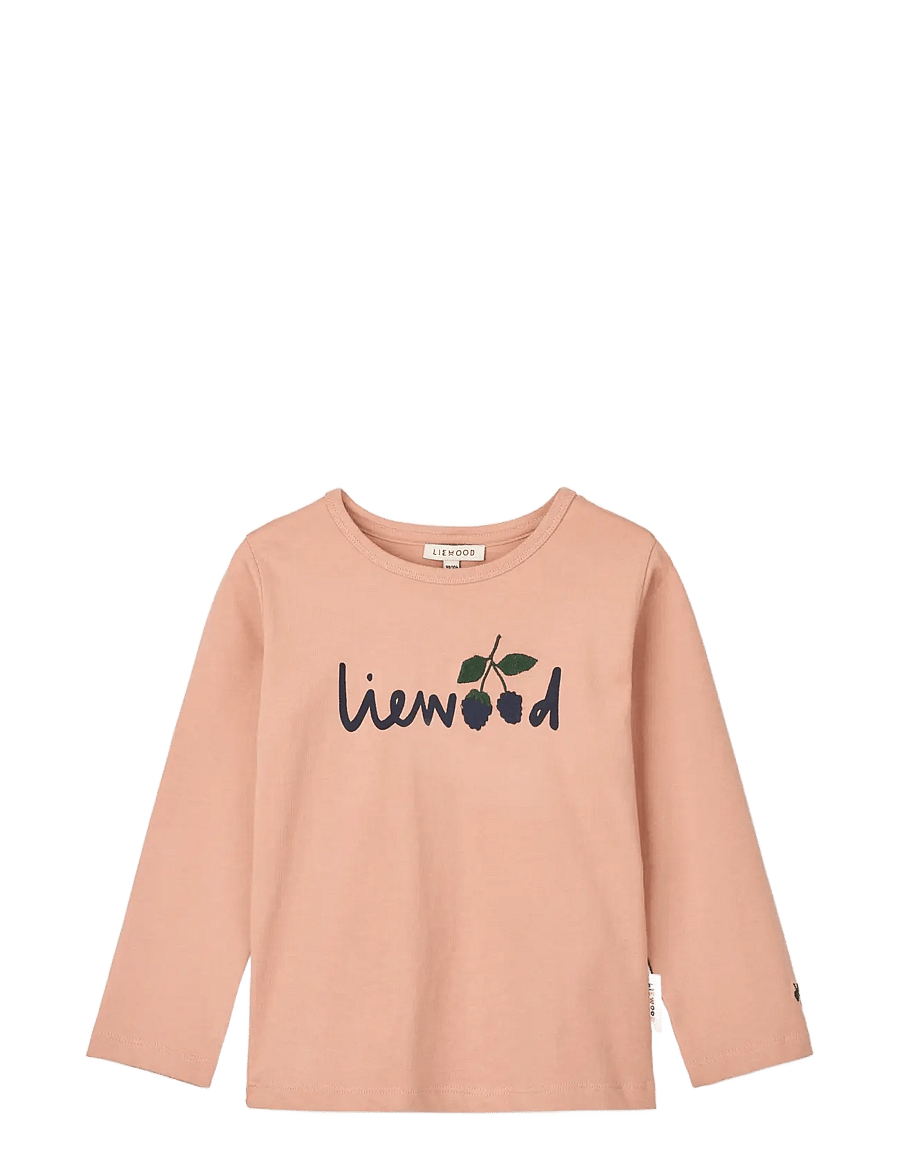 Liewood - Apia Placement Longsleeve T-shirt - långärmade t-shirts - liewood berry / pale tuscany - 0