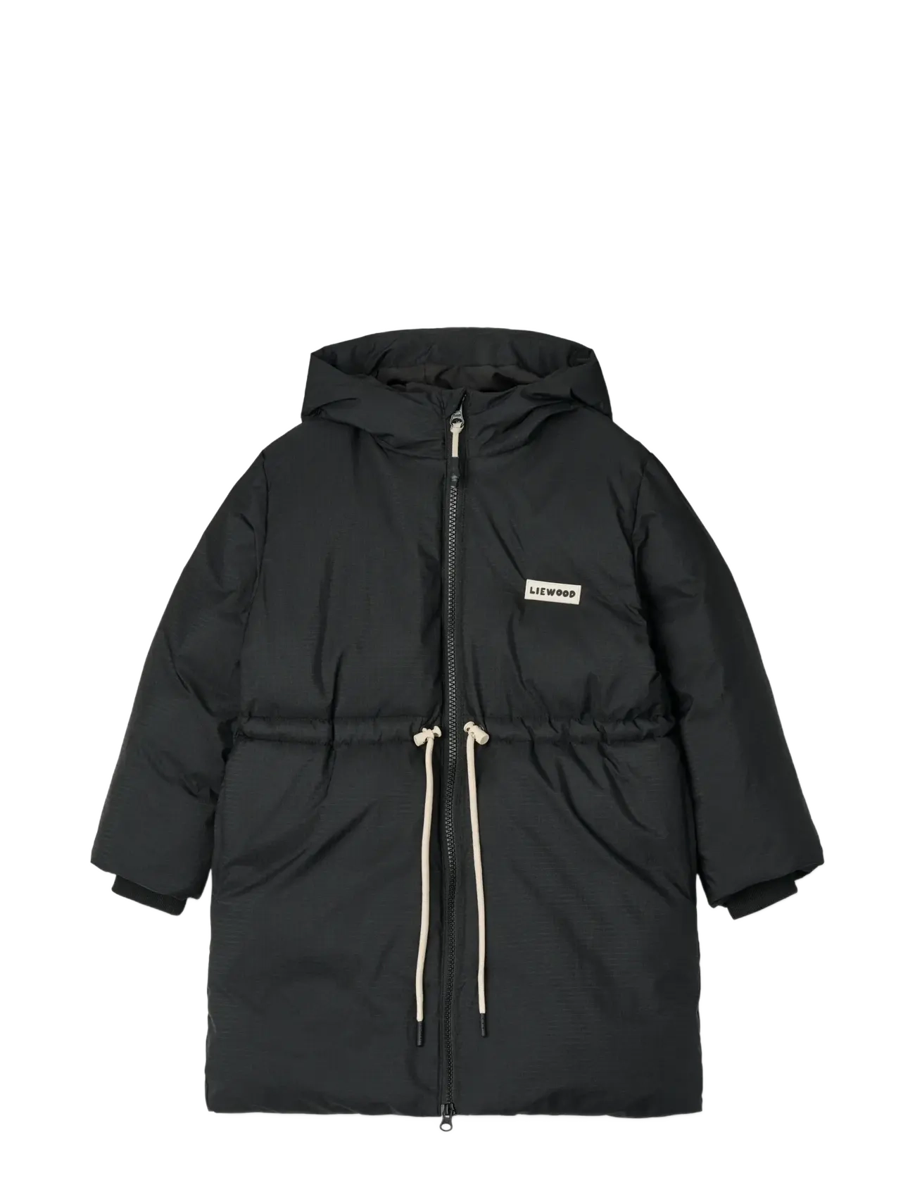 Liewood Bille Long Down Jacket, Børn, Lang Dunjakke Med Hætte, Sort, Str: 116