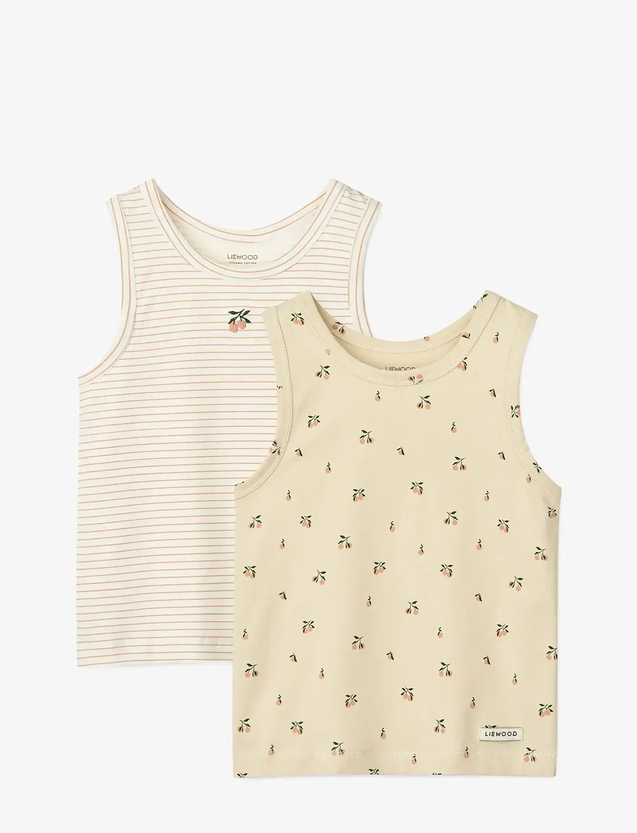 Liewood - Faris Printed Tank Top 2-pack - Õlapaeltega topid - mini peach sea shell / stripe mix - 0