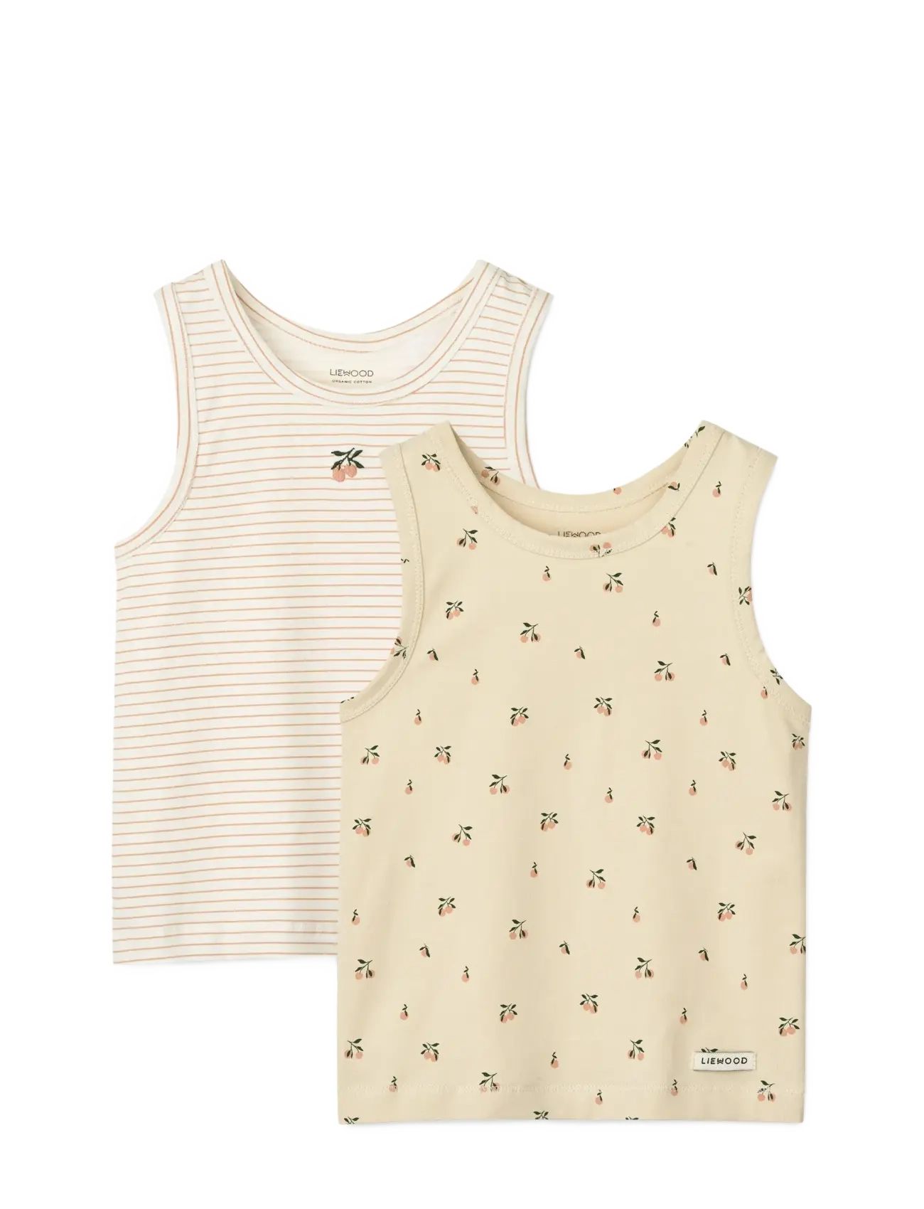 Liewood Faris Printed Tank Top 2-pack - Liewood - MINI PEACH SEA SHELL / STRIPE MIX / cream