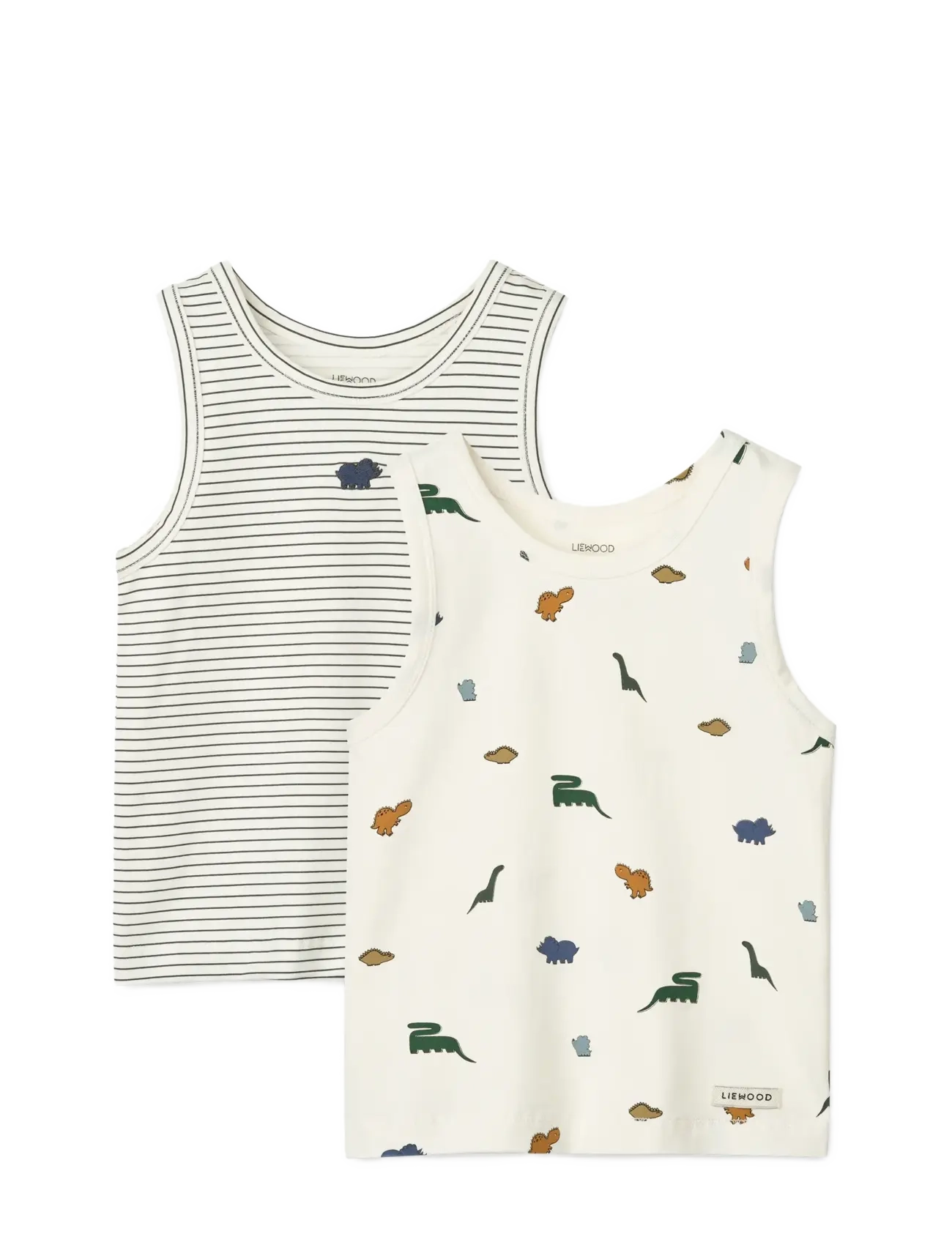 Liewood Faris Printed Tank Top 2-pack - Rūpestinga Mada - MINI DINOSAURS CREME / STRIPE MIX / cream