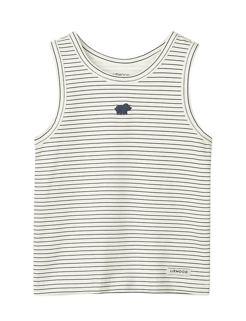 Liewood - Faris Printed Tank Top 2-pack - Ærmeløs undertrøje - mini dinosaurs creme / stripe mix - 1